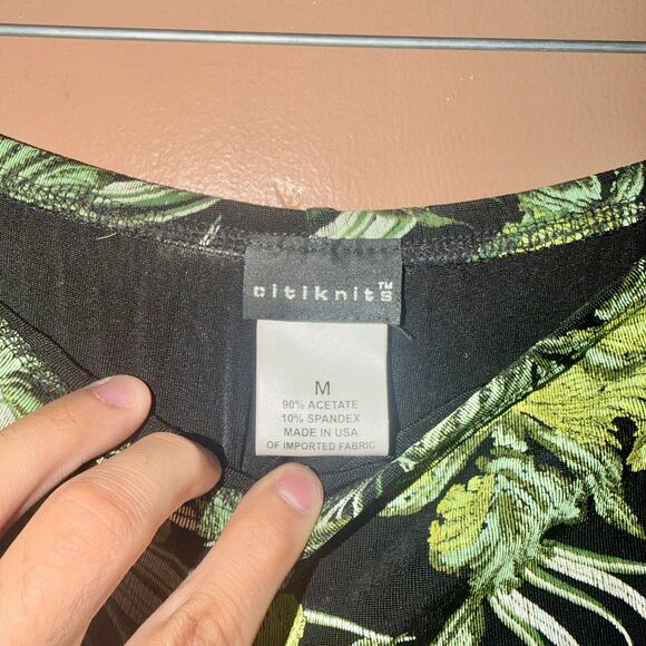 Citiknit Women's Green Black Floral Print Maxi Skirt - Size Medium - Picture 2 of 7